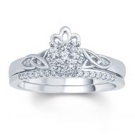 Cali Trove 13 Carat Round Daimonds Celtic Claddagh Design Bridal Ring In 10K White Gold. by Cali Trove