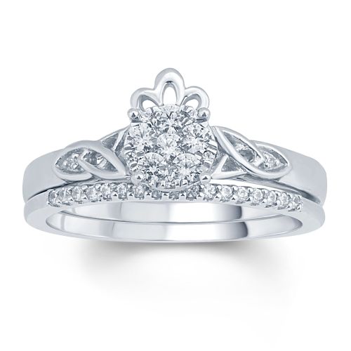  Cali Trove 13 Carat Round Daimonds Celtic Claddagh Design Bridal Ring In 10K White Gold. by Cali Trove