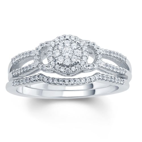  Cali Trove 13 Carat Round Diamond Bridal Composite Ring In 10K White Gold. by Cali Trove