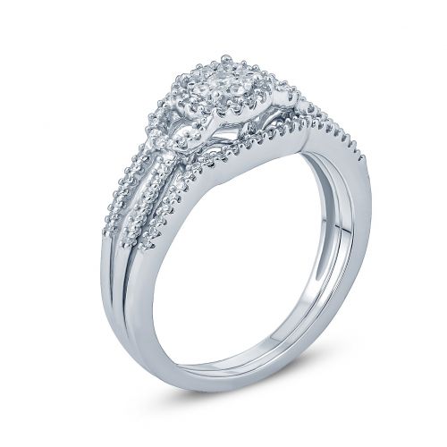  Cali Trove 13 Carat Round Diamond Bridal Composite Ring In 10K White Gold. by Cali Trove