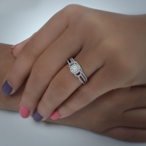  Cali Trove 13 Carat Round Diamond Bridal Composite Ring In 10K White Gold. by Cali Trove