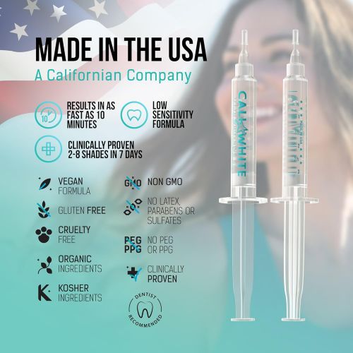  Cali White TEETH WHITENING KIT with LED Light, Made in USA, Vegan Peroxide Gel, Professional...