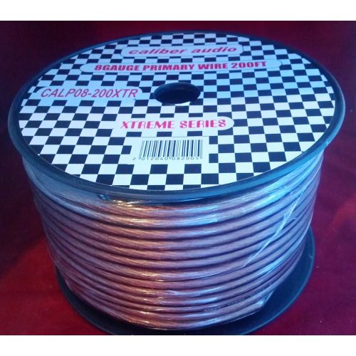  Caliber 8 ga 200 ft Grey quality flexible power cable for 12V 8ga req audio system and accessories installation