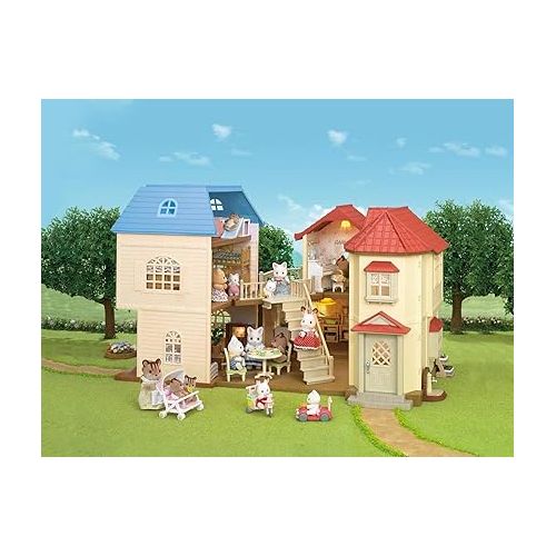  Calico Critters Sky Blue Terrace Gift Set, Dollhouse Playset with Figures, Furniture and Accessories