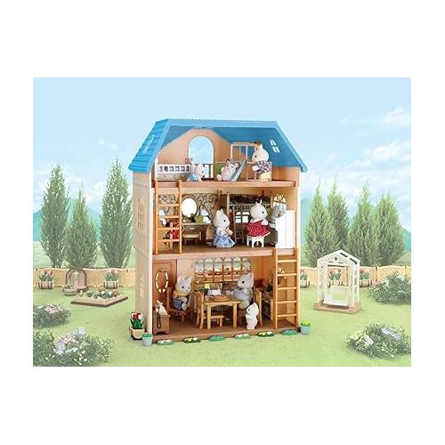  Calico Critters Sky Blue Terrace Gift Set, Dollhouse Playset with Figures, Furniture and Accessories