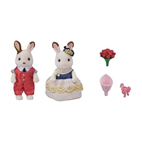  Calico Critters Town Series Cute Couple Set, Set of 2 Collectible Doll Figures with Fashion and Floral Accessories