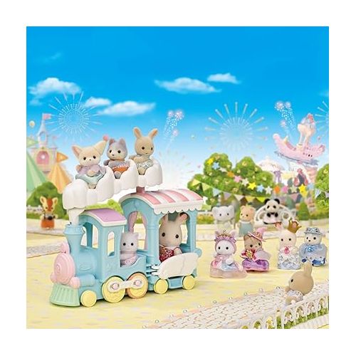  Calico Critters Floating Cloud Rainbow Train - Toy Vehicle Playset with 1 Collectible Figure