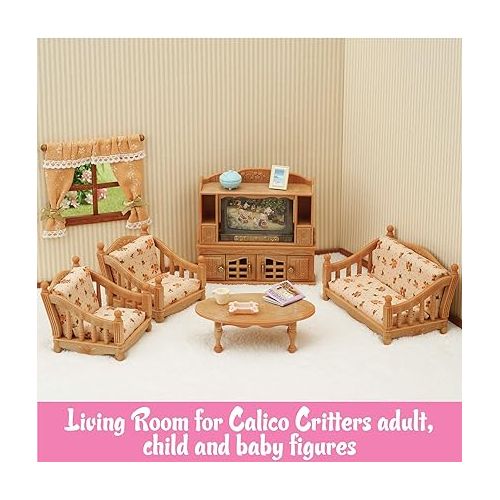  Calico Critters Comfy Living Room Set - Toy Dollhouse Furniture & Accessories Set for Ages 3+