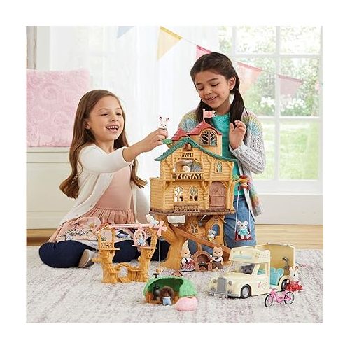  Calico Critters Baby Ropeway Park, Collectible Dollhouse Toy with Sweetpea Rabbit Figure Included, Includes park with slide, windmill and gondola
