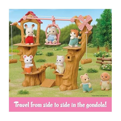  Calico Critters Baby Ropeway Park, Collectible Dollhouse Toy with Sweetpea Rabbit Figure Included, Includes park with slide, windmill and gondola