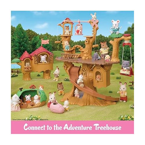  Calico Critters Baby Ropeway Park, Collectible Dollhouse Toy with Sweetpea Rabbit Figure Included, Includes park with slide, windmill and gondola