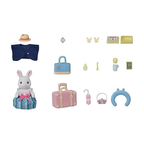  Calico Critters Snow Rabbit Mother's Weekend Travel Set, Dollhouse Playset with Figure and Accessories