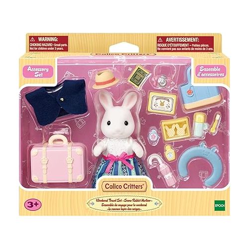  Calico Critters Snow Rabbit Mother's Weekend Travel Set, Dollhouse Playset with Figure and Accessories