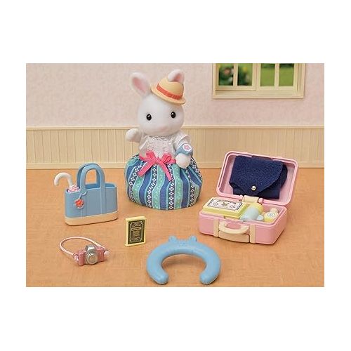  Calico Critters Snow Rabbit Mother's Weekend Travel Set, Dollhouse Playset with Figure and Accessories