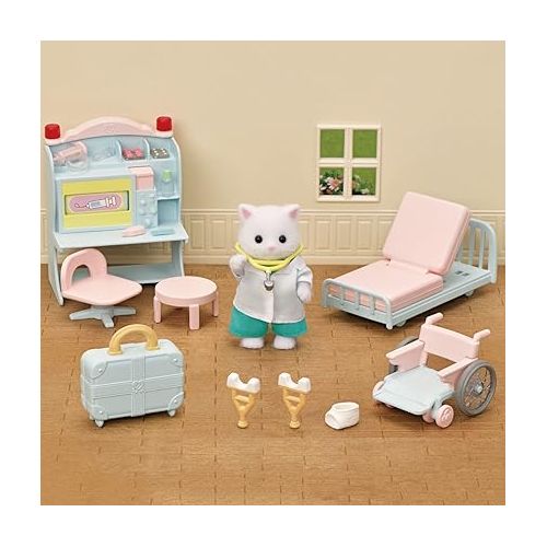  Calico Critters Village Doctor Starter Set, Dollhouse Playset with Figure and Accessories