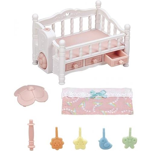  Calico Critters Crib with Mobile - Interactive Dollhouse Furniture Set with Working Features