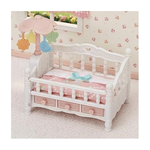  Calico Critters Crib with Mobile - Interactive Dollhouse Furniture Set with Working Features