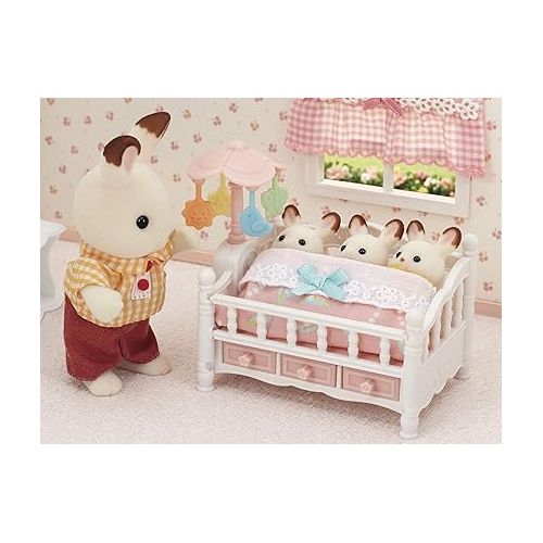  Calico Critters Crib with Mobile - Interactive Dollhouse Furniture Set with Working Features