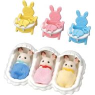 Calico Critters Triplets Care Set - Dollhouse Playset with 3 Hopscotch Rabbit Figures & Accessories Included