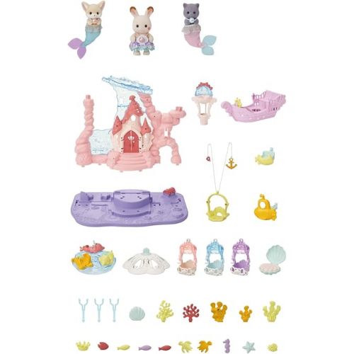  Calico Critters Baby Mermaid Castle - Dollhouse Playset with 3 Collectible Doll Figures