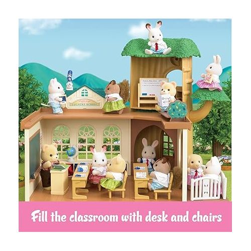 Calico Critters Country Tree School Playset - Collectible Dollhouse Toy - Cultivate Curiosity & Playful Learning, Multi