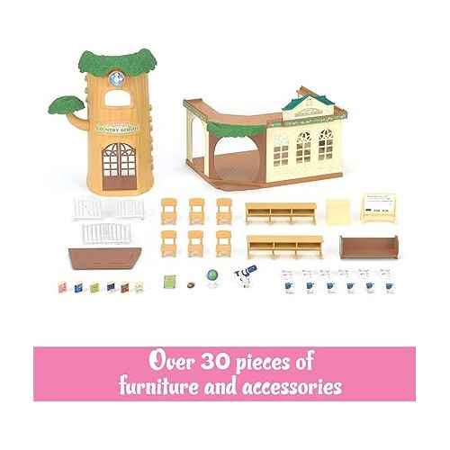  Calico Critters Country Tree School Playset - Collectible Dollhouse Toy - Cultivate Curiosity & Playful Learning, Multi