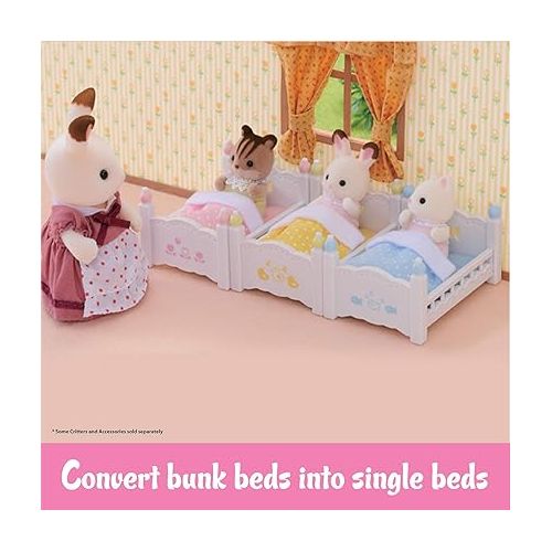  Calico Critters Triple Baby Bunk Beds - Dollhouse Furniture Set for Ages 3+