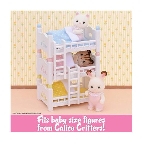  Calico Critters Triple Baby Bunk Beds - Dollhouse Furniture Set for Ages 3+