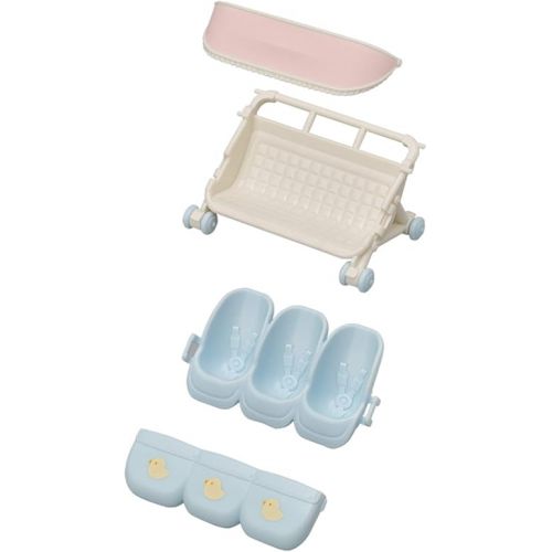  Calico Critters Triplet Stroller - 2-in-1 Stroller and Car Seat Accessory for Triplet Babies