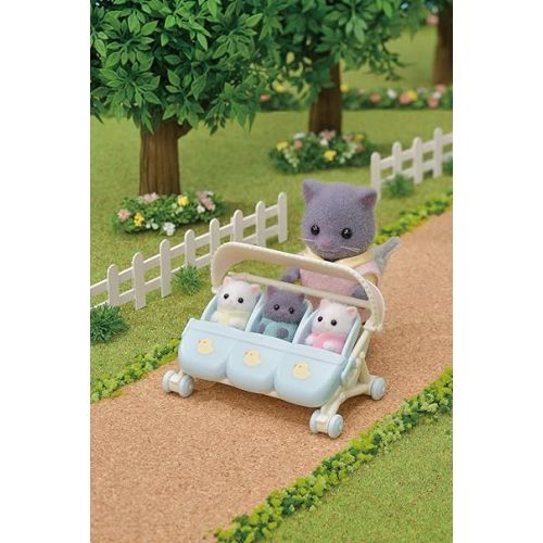  Calico Critters Triplet Stroller - 2-in-1 Stroller and Car Seat Accessory for Triplet Babies