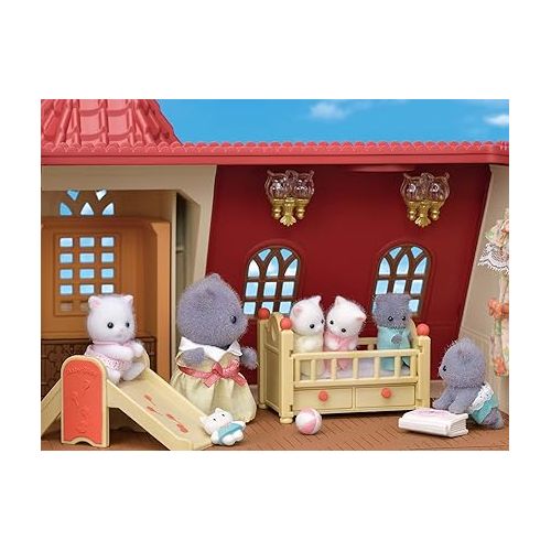  Calico Critters Red Roof Tower Home, 3 Story Dollhouse Playset with Figure, Furniture and Accessories