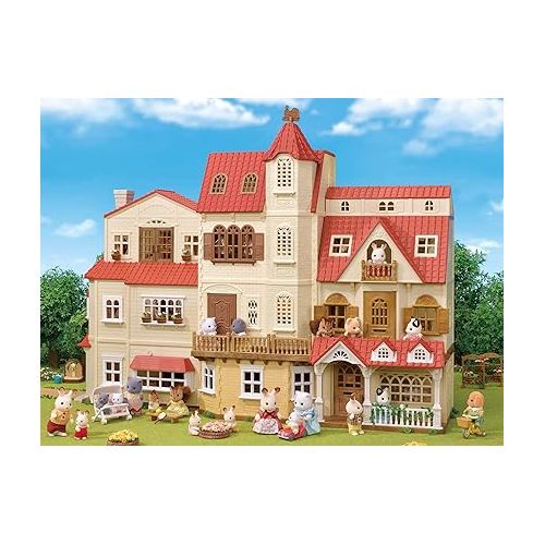  Calico Critters Red Roof Tower Home, 3 Story Dollhouse Playset with Figure, Furniture and Accessories