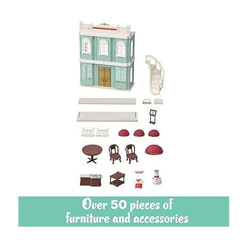  Calico Critters Town Series Delicious Restaurant, Fashion Dollhouse Playset, 36 months to 96 months, Furniture and Accessories Included (CC3012)