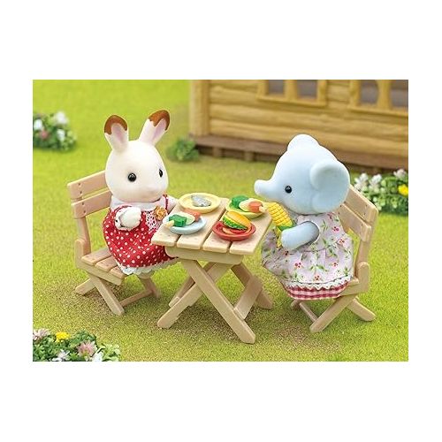  Calico Critters Bubblebrook Elephant Girl's BBQ Picnic Set, Dollhouse Playset with Figure and Accessories