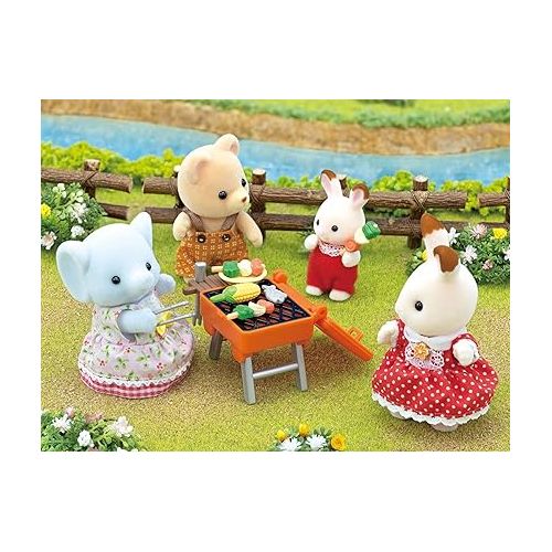  Calico Critters Bubblebrook Elephant Girl's BBQ Picnic Set, Dollhouse Playset with Figure and Accessories