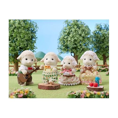  Calico Critters Sheep Family, Set of 4 Collectible Doll Figures