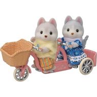 Calico Critters Husky Brother & Sister's Tandem Cycling Set, Dollhouse Playset with Figures and Accessories