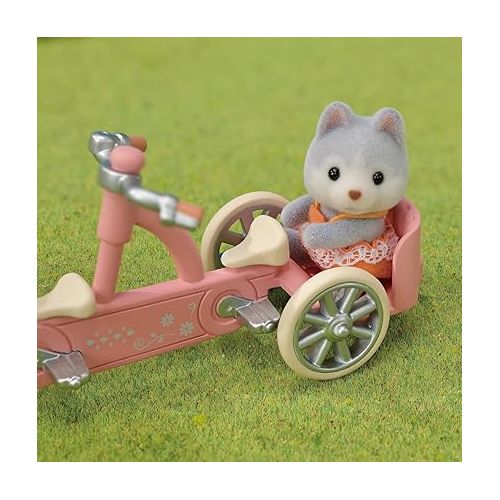  Calico Critters Husky Brother & Sister's Tandem Cycling Set, Dollhouse Playset with Figures and Accessories