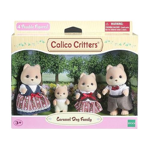  Calico Critters Caramel Dog Family, Dolls, Dollhouse Figures, Collectible Toys ,3 inches