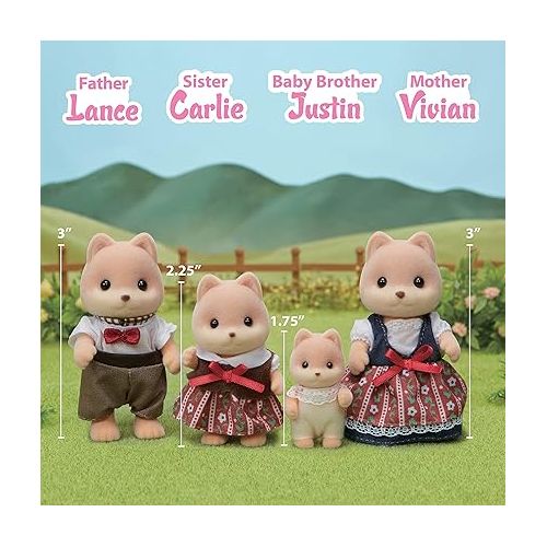  Calico Critters Caramel Dog Family, Dolls, Dollhouse Figures, Collectible Toys ,3 inches