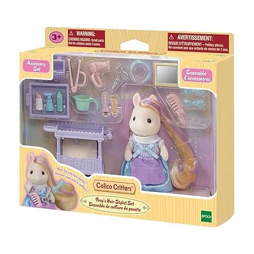  Calico Critters Pony's Hair Stylist Set, Dollhouse Playset with Figure and Accessories