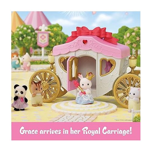  Calico Critters Royal Carriage Set - Dollhouse Playset & Vehicle with Doll and Accessories Included. Your Fairytale Adventure Awaits!