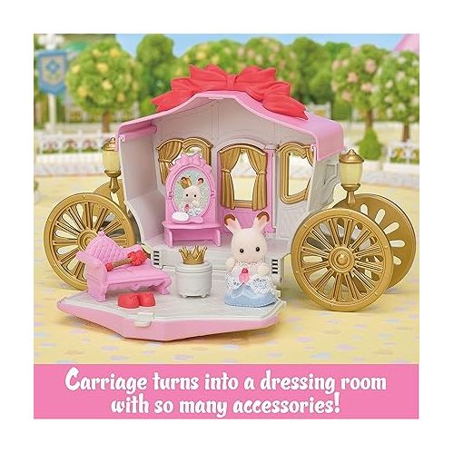  Calico Critters Royal Carriage Set - Dollhouse Playset & Vehicle with Doll and Accessories Included. Your Fairytale Adventure Awaits!