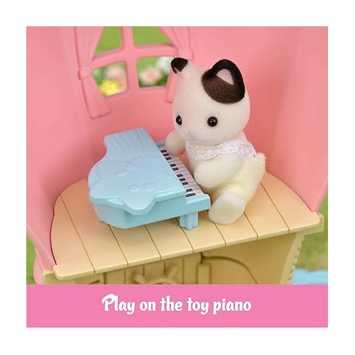  Calico Critters Baby Balloon Playhouse, Dollhouse Playset with Tuxedo Cat Figure Included