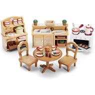 [아마존베스트]Calico Critters Deluxe Kitchen Set - Includes Over 40 Accessories - Perfect Kitchen for Your Child’s Calico Critter Friends - Adorable and Intricately Detailed - Characters and Hom