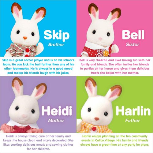  Calico Critters, Hopscotch Rabbit Family, Dolls, Dollhouse Figures, Collectible Toys