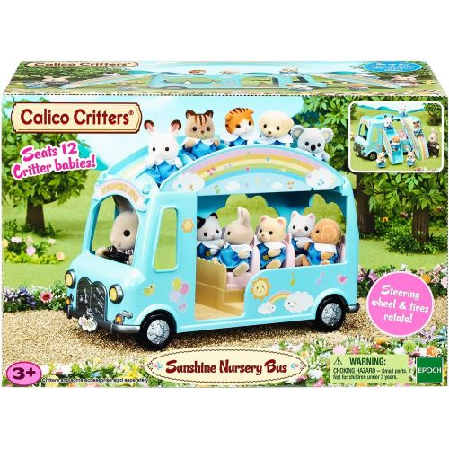  Visit the Calico Critters Store Calico Critters Sunshine Nursery Bus for Dolls, Toy Vehicle seats up to 12 collectible figures