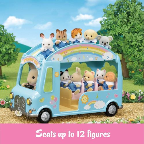  Visit the Calico Critters Store Calico Critters Sunshine Nursery Bus for Dolls, Toy Vehicle seats up to 12 collectible figures