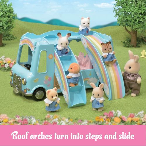  Visit the Calico Critters Store Calico Critters Sunshine Nursery Bus for Dolls, Toy Vehicle seats up to 12 collectible figures