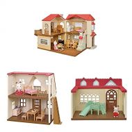 Calico Critters Red Roof Mansion Gift Set, Dollhouse Playset Featuring 3 Unique Homes, Figures and Furniture